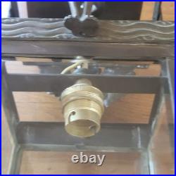 Lanterne de Vestibule Lampe Avec Sphinges en Laiton et Verre Biseauté Électrifié