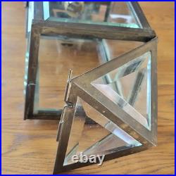 Lanterne de Vestibule Lampe Avec Sphinges en Laiton et Verre Biseauté Électrifié