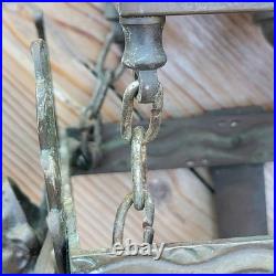 Lanterne de Vestibule Lampe Avec Sphinges en Laiton et Verre Biseauté Électrifié