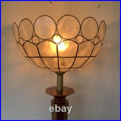 Le Dauphin Lampe Vintage Céramique Bordeau Et Or Et Abat Jour Nacre Art Deco
