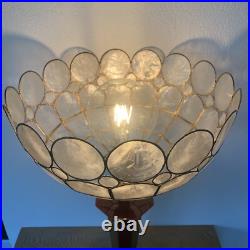 Le Dauphin Lampe Vintage Céramique Bordeau Et Or Et Abat Jour Nacre Art Deco