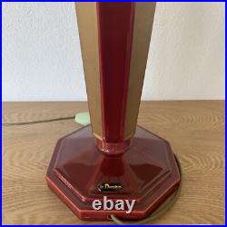 Le Dauphin Lampe Vintage Céramique Bordeau Et Or Et Abat Jour Nacre Art Deco