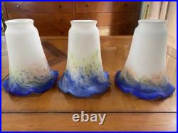 Lot 3 Tulipes pâte de verre le verre Français lustre lampe art deco antiquité