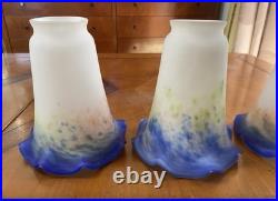 Lot 3 Tulipes pâte de verre le verre Français lustre lampe art deco antiquité