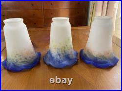 Lot 3 Tulipes pâte de verre le verre Français lustre lampe art deco antiquité