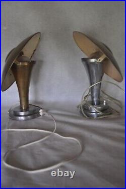 Lot Paire Lampes Champignon Art Déco Réflecteur Orientable Vintage