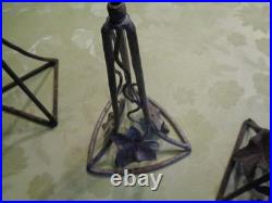 Lot de 5 pieds de lampe fer forgé art deco
