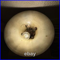 Lustre Art Déco Du 20è Siècle En Cuivre Lampe De Table Avec Verre Lalique