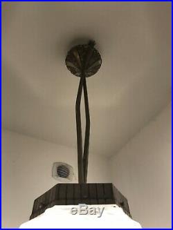 Lustre Art Deco Lampe French Tulipe Applique Plaque Muller Daum Degue Hettier