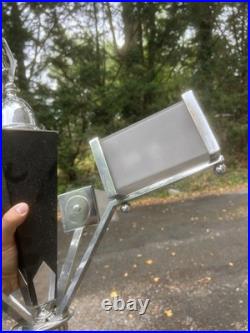 Lustre Art Deco Moderniste Ancien Laiton Chrome Lampe Design Vintage