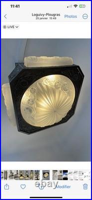 Lustre Art Deco Signé DEGUÉ Applique Lampe