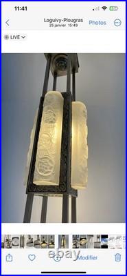 Lustre Art Deco Signé DEGUÉ Applique Lampe