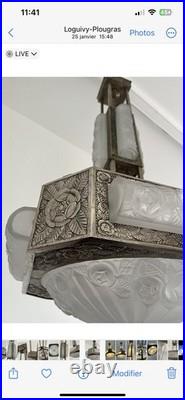 Lustre Art Deco Signé DEGUÉ Applique Lampe