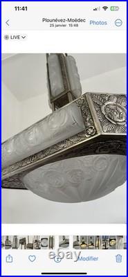 Lustre Art Deco Signé DEGUÉ Applique Lampe