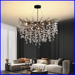 Lustre En Cristal Hauteur Réglable Lustre En Forme De Branches Pour Salon 80cm Lustre En Cristal Hauteur Réglable Lustre En Forme De Branches Pour Salon 80cm