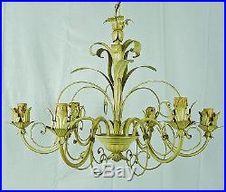 Lustre Lampe 6 Led Lumieres Art Deco Art. 40 Fer Metal Forge Italien Éclairage