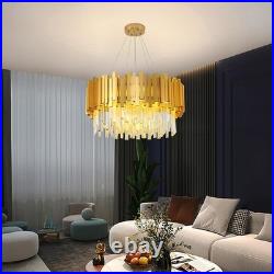 Lustre Moderne À LED Cristal De Luxe 2 En 1plafonnier En Cristal Dorée Base