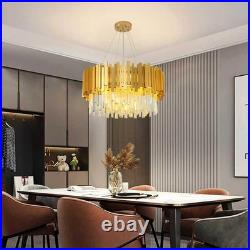 Lustre Moderne À LED Cristal De Luxe 2 En 1plafonnier En Cristal Dorée Base
