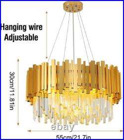 Lustre Moderne À LED Cristal De Luxe 2 En 1plafonnier En Cristal Dorée Base