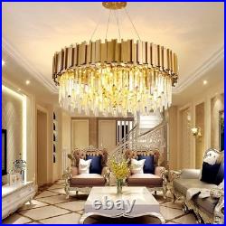 Lustre Moderne À LED Cristal De Luxe 2 En 1plafonnier En Cristal Dorée Base
