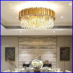 Lustre Moderne À LED Cristal De Luxe 2 En 1plafonnier En Cristal Dorée Base