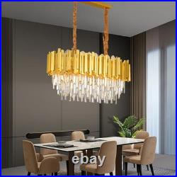 Lustre Moderne En Cristal Luminaire Lampe Pendante Ovale En Cristal, Pour Salon