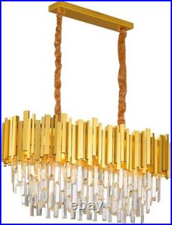 Lustre Moderne En Cristal Luminaire Lampe Pendante Ovale En Cristal, Pour Salon