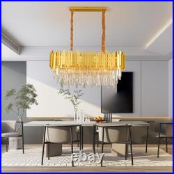 Lustre Moderne En Cristal Luminaire Lampe Pendante Ovale En Cristal, Pour Salon