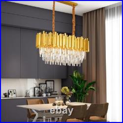 Lustre Moderne En Cristal Luminaire Lampe Pendante Ovale En Cristal, Pour Salon