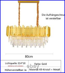 Lustre Moderne En Cristal Luminaire Lampe Pendante Ovale En Cristal, Pour Salon