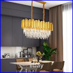 Lustre Moderne En Cristal Luminaire Lampe Pendante Ovale En Cristal, Pour Salon