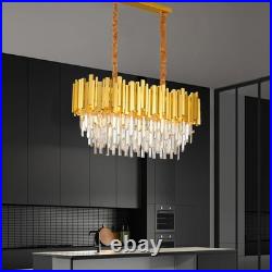 Lustre Moderne En Cristal Luminaire Lampe Pendante Ovale En Cristal, Pour Salon