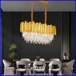 Lustre Moderne En Cristal Luminaire Lampe Pendante Ovale En Cristal, Pour Salon