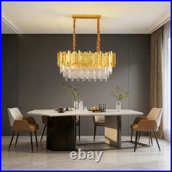 Lustre Moderne En Cristal Luminaire Lampe Pendante Ovale En Cristal, Pour Salon