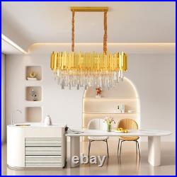 Lustre Moderne En Cristal Luminaire Lampe Pendante Ovale En Cristal, Pour Salon