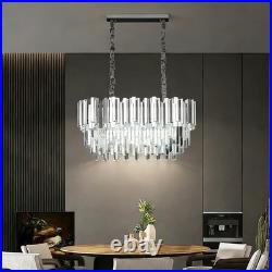 Lustre Moderne En Cristal Luminaire, lampe Suspendue Ovale En Cristal Pour Salon