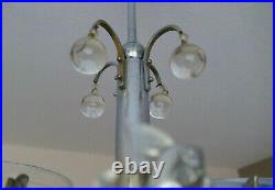 Lustre Verre Opalescent décor de Poissons Lampe Art Déco 1930 Sabino Verlys