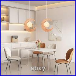 Lustre en Rotin LIGKIN E27 Abat-jour Lampe Suspendue Vintage 38cm