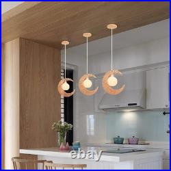 Lustre en Rotin LIGKIN E27 Abat-jour Lampe Suspendue Vintage 38cm