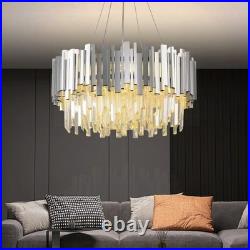 Lustres En Cristal Pour Le Salon 55CM Dimmable Lampe Ronde En Cristal De Luxe