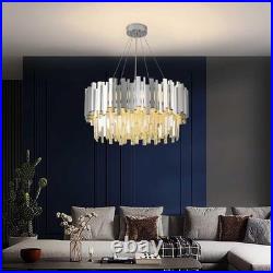 Lustres En Cristal Pour Le Salon 55CM Dimmable Lampe Ronde En Cristal De Luxe