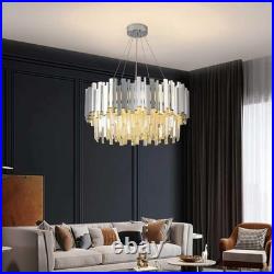 Lustres En Cristal Pour Le Salon 55CM Dimmable Lampe Ronde En Cristal De Luxe