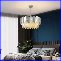 Lustres En Cristal Pour Le Salon 55CM Dimmable Lampe Ronde En Cristal De Luxe