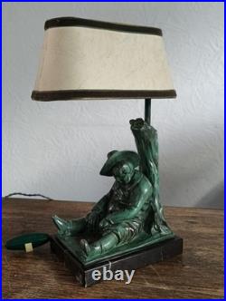 MAX LE VERRIER LAMPE ART DECO SANCHO PANZA Fonte d'art 1930 Signé JANLE