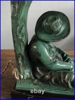 MAX LE VERRIER LAMPE ART DECO SANCHO PANZA Fonte d'art 1930 Signé JANLE