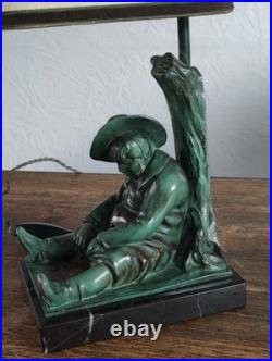 MAX LE VERRIER LAMPE ART DECO SANCHO PANZA Fonte d'art 1930 Signé JANLE