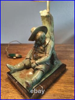 MAX LE VERRIER LAMPE ART DECO SANCHO PANZA Fonte d'art 1930 Signé JANLE