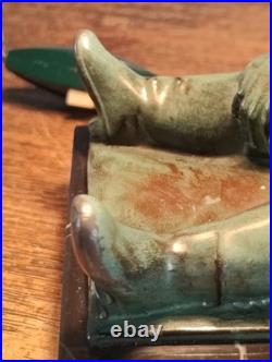 MAX LE VERRIER LAMPE ART DECO SANCHO PANZA Fonte d'art 1930 Signé JANLE