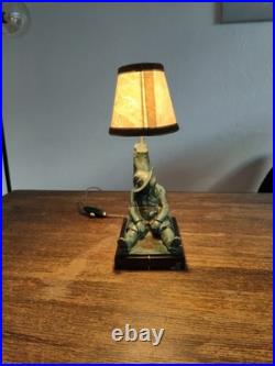 MAX LE VERRIER LAMPE ART DECO SANCHO PANZA Fonte d'art 1930 Signé JANLE