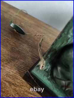MAX LE VERRIER LAMPE ART DECO SANCHO PANZA Fonte d'art 1930 Signé JANLE